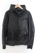 【WINTERセール】SHELLAC / カウハイドクロゼットフードシングルジャケット 44 ブラック O-24-09-27-068-SH-ja-YM-ZT-ML017