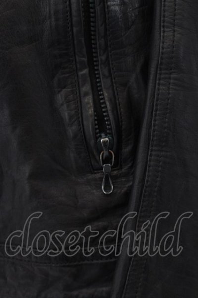画像3: 【WINTERセール】SHELLAC / カウハイドクロゼットフードシングルジャケット 44 ブラック O-24-09-27-068-SH-ja-YM-ZT-ML017