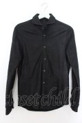 【WINTERセール】FUGA / Polish ゴートヌバックレザーシャツ 44 ブラック O-24-09-27-070-FU-sh-YM-ZT-ML005