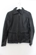 【WINTERセール】AKM / ホースハイドシングルライダースジャケット S ブラック O-24-09-27-071-AK-ou-YM-ZT-ML022