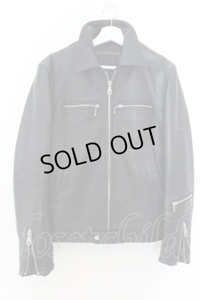 画像1: Luv maison / カウレザー襟付きシングルライダースジャケット L ブラック O-24-09-27-073-Lu-ou-YM-ZT-ML006 (1)