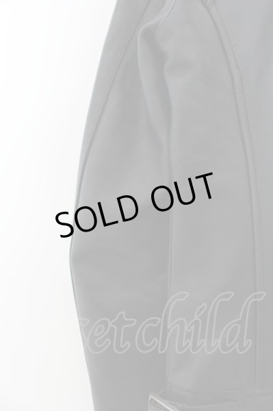 画像2: Luv maison / カウレザー襟付きシングルライダースジャケット L ブラック O-24-09-27-073-Lu-ou-YM-ZT-ML006 (2)