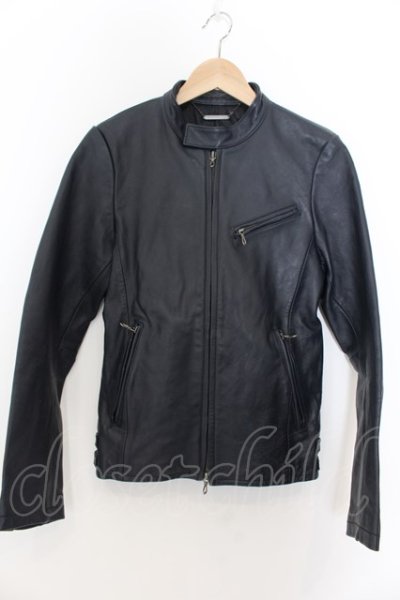 画像1: 【WINTERセール】GOSTAR DE FUGA / HardryEver ホースレザーシングルライダースジャケット 44 ネイビー O-24-09-27-075-GO-ja-YM-ZT-ML018