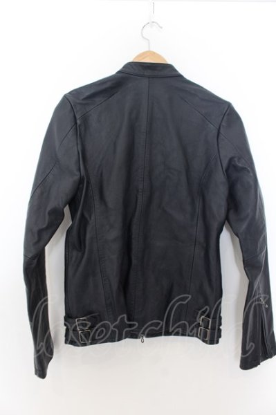 画像3: GOSTAR DE FUGA / HardryEver ホースレザーシングルライダースジャケット 44 ネイビー O-24-09-27-075-GO-ja-YM-ZT-ML018 (3)