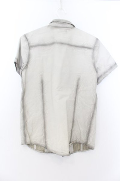 画像2: FUGA / Functionカウレザー半袖シャツ 44 ブラックｘライトグレー O-24-09-27-077-FU-sh-YM-ZT-ML018 (2)