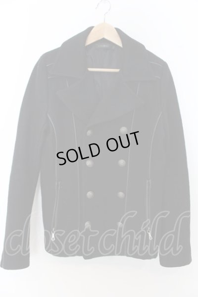 画像1: CIVARIZE / Kick レザーパイピングメルトンPコート 44 ブラック O-24-09-27-086-CI-ou-YM-ZT-M125