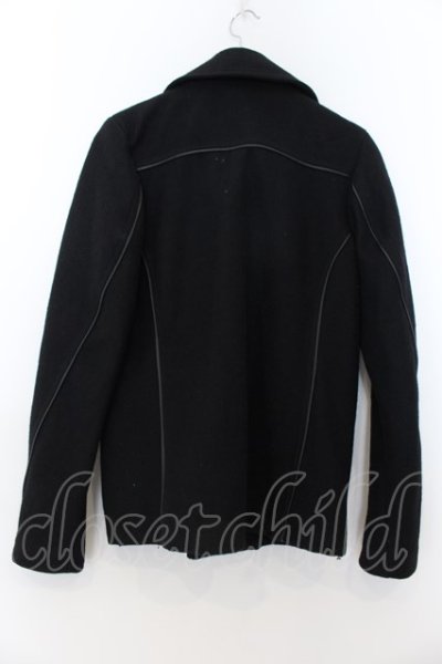 画像3: 【WINTERセール】CIVARIZE / Kick レザーパイピングメルトンPコート 44 ブラック O-24-09-27-086-CI-ou-YM-ZT-M125