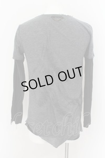 画像2: 14th Addiction / バックフェザーレイヤードカットソー 1 グレーｘブラック O-24-09-29-051-14-to-YM-OS (2)