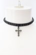 画像1: CIVARIZE / Collarレザークロスチョーカー ブラック O-24-09-29-084-CI-ac-YM-ZT-ML010 (1)