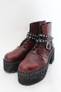 【WINTERセール】CIVARIZE / Add ラップスタッズ厚底ブーツ 42（26cm前後） ワイン O-24-09-29-091-CI-sho-YM-ZT-S007