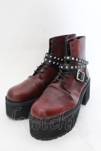 CIVARIZE / Add ラップスタッズ厚底ブーツ 42（26cm前後） ワイン O-24-09-29-091-CI-sho-YM-ZT-S007