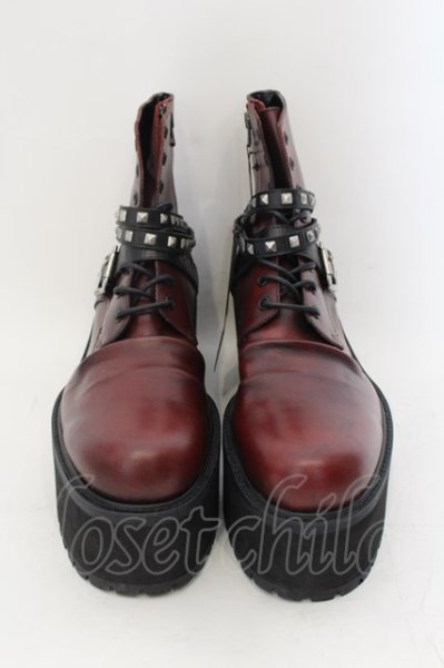 画像2: CIVARIZE / Add ラップスタッズ厚底ブーツ 42（26cm前後） ワイン O-24-09-29-091-CI-sho-YM-ZT-S007 (2)