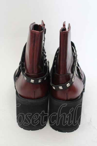 画像4: CIVARIZE / Add ラップスタッズ厚底ブーツ 42（26cm前後） ワイン O-24-09-29-091-CI-sho-YM-ZT-S007 (4)