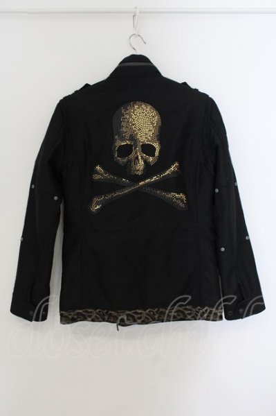 画像2: Roen / Thinsulate スタッズスカルフィールドジャケットブルゾン 46 ブラック O-24-09-29-013-Ro-ou-YM-ZT-M004 (2)