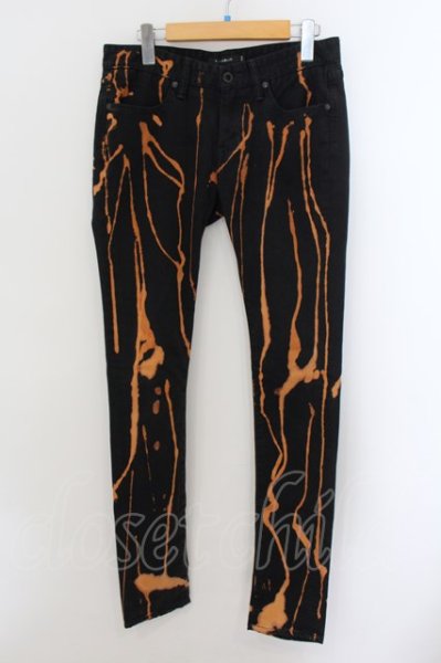 画像1: CIVARIZE / Omen加工タイトカラースキニーデニムパンツ 44 ブラックｘオレンジ O-24-09-29-017-CI-pa-YM-ZT323 (1)