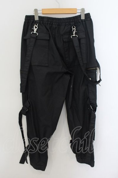 画像2: CIVARIZE / サスペンダー付きコーティングカーゴパンツ 46 ブラック O-24-09-29-020-CI-pa-YM-ZT323 (2)