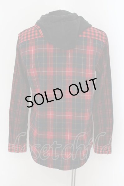 画像2: Roen / クレイジーチェックフードシャツ L レッド・ブラック O-24-09-29-003-Ro-sh-YM-ZT301 (2)