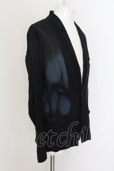 画像2: 【WINTERセール】KMRii / Overdye Crepe ジャケット 2 ブラックｘブルー O-24-09-30-007-KM-ja-YM-ZT302