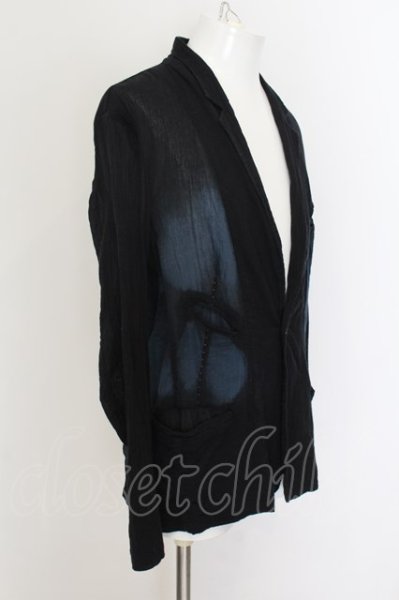 画像2: KMRii / Overdye Crepe ジャケット 2 ブラックｘブルー O-24-09-30-007-KM-ja-YM-ZT302 (2)