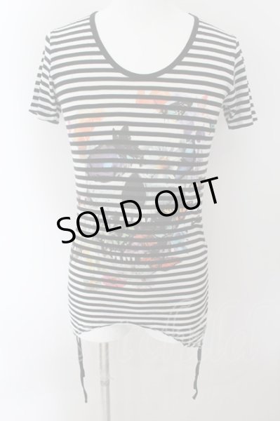 画像1: CIVARIZE / Ugly サイドギャザースカルギャザーアイス゛Tシャツ 44 ブラックxホワイト O-24-10-10-036-CI-ts-YM-OS (1)