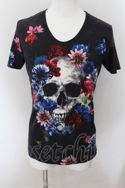 画像1: 【WINTERセール】CIVARIZE / 転写スカルフラワーTシャツ 44 ブラック O-24-10-10-042-CI-ts-YM-ZT231