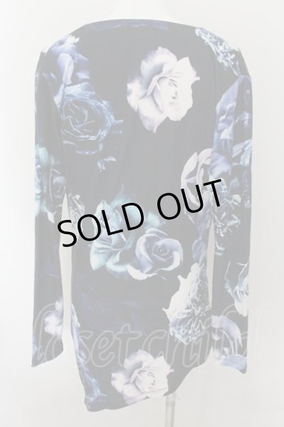 画像2: CIVARIZE / Zest フラワー総柄ドレープカットソー 44 ブラックｘブルー O-24-10-10-046-CI-to-YM-OS (2)