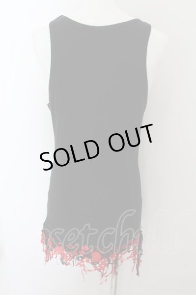 画像2: JURY BLACK / フェイクレイヤードダメージタンクトップ S ブラックｘレッド O-24-10-10-080-JU-to-YM-OS (2)