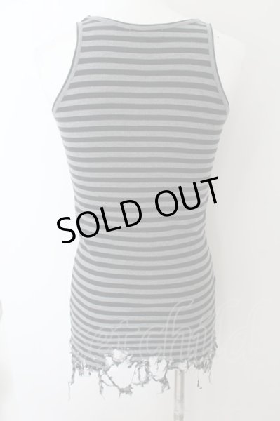 画像2: JURY BLACK / リブボーダーダメージタンクトップ 1 ブラックｘグレー O-24-10-10-081-JU-to-YM-ZT378 (2)