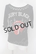 JURY BLACK / デビルリップダメージ六部袖カットソー 1 ブラック O-24-10-10-082-JU-to-YM-OS
