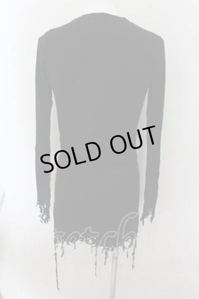 画像2: JURY BLACK / LIPプリントオパールダメージロングカーディガン S ブラック O-24-10-10-083-JU-to-YM-OS (2)