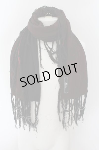 画像1: MIDAS / 顔料染めゴシックフリンジストール  ブラックxレッド O-24-10-10-101-MI-za-YM-ZT405 (1)