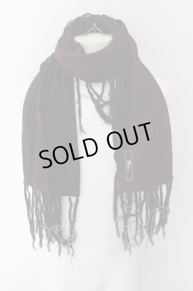 画像2: MIDAS / 顔料染めゴシックフリンジストール  ブラックxレッド O-24-10-10-101-MI-za-YM-ZT405 (2)