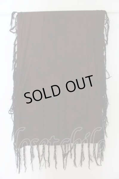 画像3: MIDAS / 顔料染めゴシックフリンジストール  ブラックxレッド O-24-10-10-101-MI-za-YM-ZT405 (3)