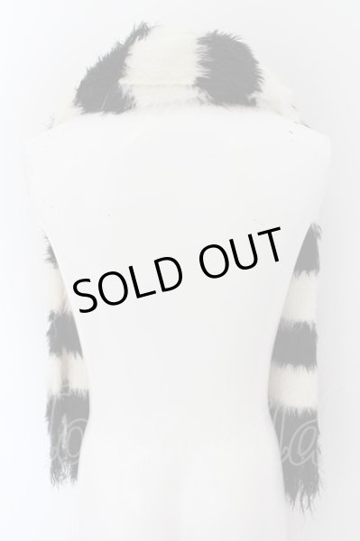 画像2: CIVARIZE / フェザーヤーンボーダーマフラー  アイボリーｘブラック O-24-10-10-107-CI-za-YM-ZT378 (2)