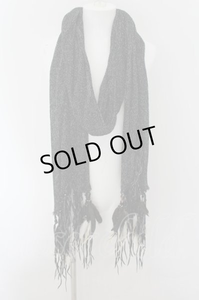 画像1: KMRii / Glitter STOLE Feather　ストール  ブラックｘシルバー O-24-10-10-109-KM-za-YM-OS (1)