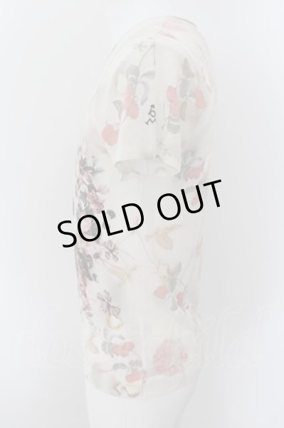 画像2: maxsix / スカルフラワープリントTシャツ S アイボリー O-24-10-10-009-ma-ts-YM-ZT057 (2)