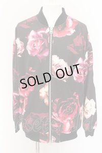 【WINTERセール】CIVARIZE / 薔薇柄ブルゾンジャケット 46 ブラックｘレッド O-24-10-11-031-CI-ou-YM-ZS