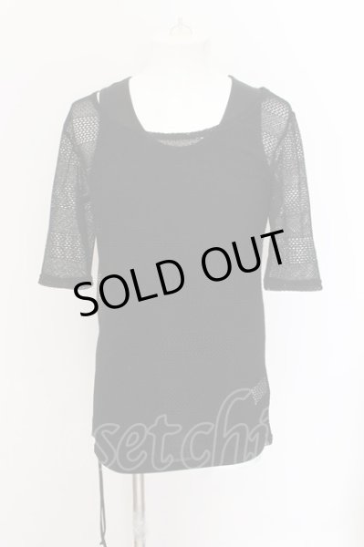 画像1: BERNINGS-SHO / シャーリングタンクトップ+メッシュトップス M ブラック O-24-10-11-063-BE-to-YM-OS (1)