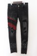 画像1: FAGASSENT / BATTLE ダメージデニムパンツ 28 ブラックｘレッド O-24-10-11-070-FA-pa-YM-ZT159 (1)