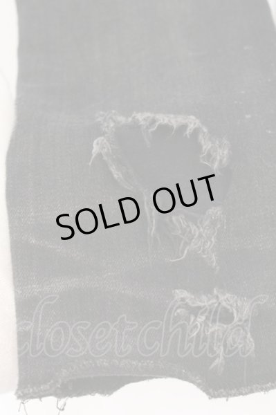 画像5: FAGASSENT / BATTLE ダメージデニムパンツ 28 ブラックｘレッド O-24-10-11-070-FA-pa-YM-ZT159 (5)