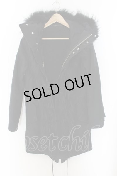 画像3: NO ID. / ラクーンファーモールスキンモッズコート 1 ブラック O-24-10-11-073-NO-ou-YM-M004 (3)