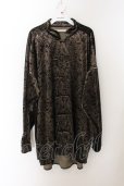 画像1: 【WINTERセール】NO ID. BLACK / ベロアプリントチャイナBIGシャツ ONE ブラックｘゴールド O-24-10-11-076-NO-sh-YM-ZT159 (1)