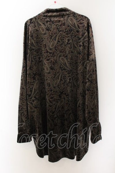 画像2: NO ID. BLACK / ベロアプリントチャイナBIGシャツ ONE ブラックｘゴールド O-24-10-11-076-NO-sh-YM-ZT159 (2)