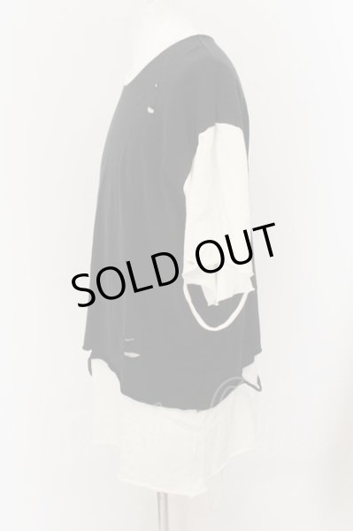 画像2: NO ID. BLACK / クラッシュレイヤードBIG　Tシャツ ONE ブラックｘホワイト O-24-10-11-078-NO-to-YM-OS (2)