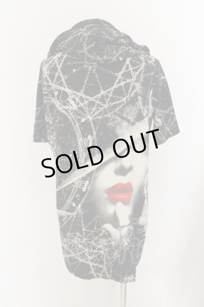 画像3: NO ID. / 総柄ロング半袖パーカー 2 ブラック O-24-10-11-081-NO-to-YM-OS (3)