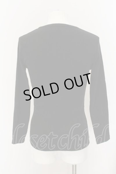 画像2: NO ID. / 16フライス9分袖Vネックカットソー 2 ブラック O-24-10-11-085-NO-to-YM-ZT416 (2)