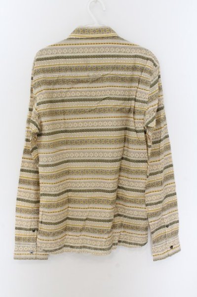 画像2: NO ID. / ネイティブボーダーコットンシャツ 2 イエロー O-24-10-11-090-NO-sh-YM-ZT083 (2)