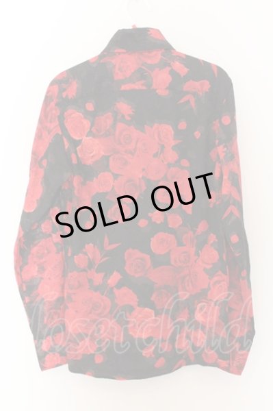 画像2: TORNADO MART / ローズジャガードクリスタルボタンダウンシャツ M レッドｘブラック O-24-10-11-013-TO-sh-YM-OS (2)