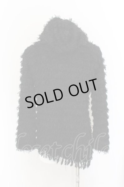 画像2: CavariA / シャギーボーダーニットパーカー 46 ブラック O-24-10-11-002-Ca-to-YM-OS (2)