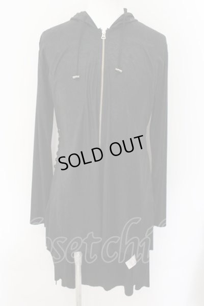 画像1: 【WINTERセール】CIVARIZE / Collapse サイドレースアップ変形コーティングパーカー 44 ブラック O-24-10-17-038-CI-to-YM-ZS